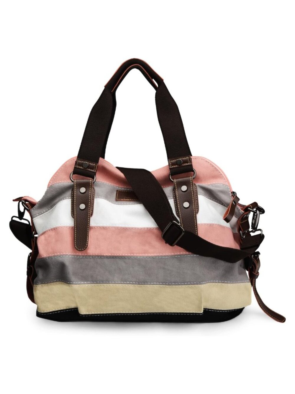 Canvas Crossbody Tote Bag Adjustable Strap Multi Pocket Women Handbag